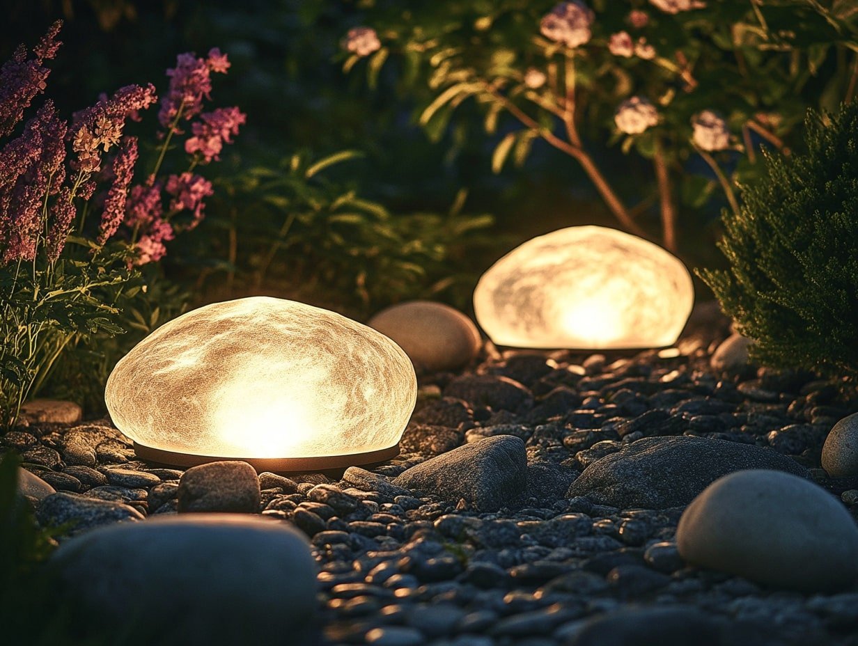 Rock-Shaped Solar Lights for a Natural Garden Glow