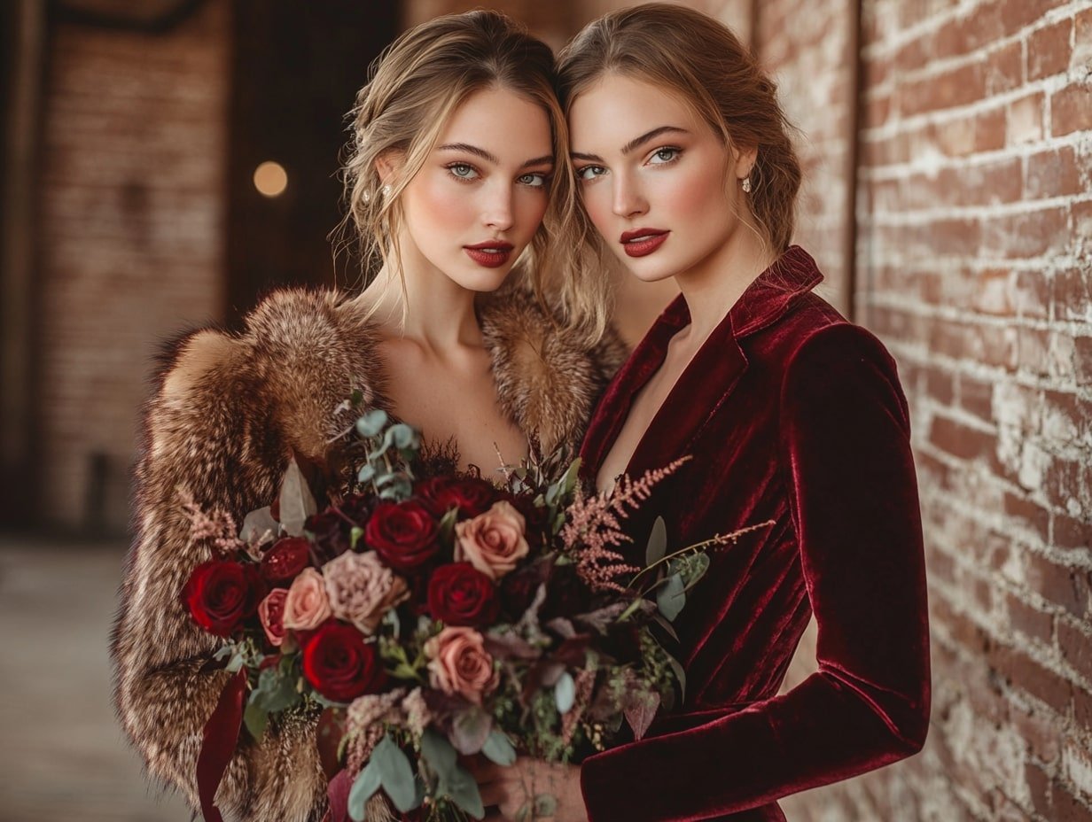 Dress Bridesmaids in Burgundy Velvet for a Luxe Winter Look