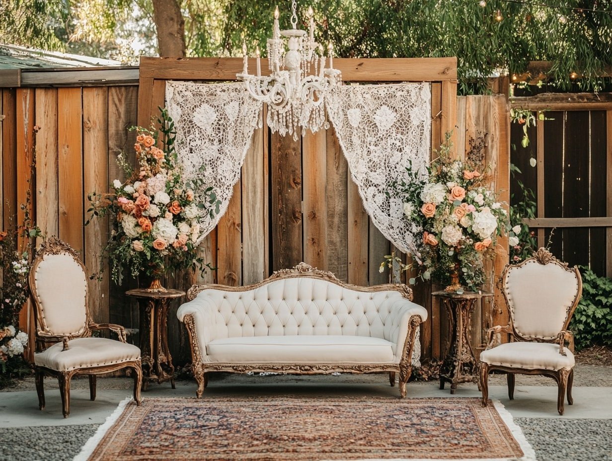 Outdoor Wedding Stage with Antique Touches