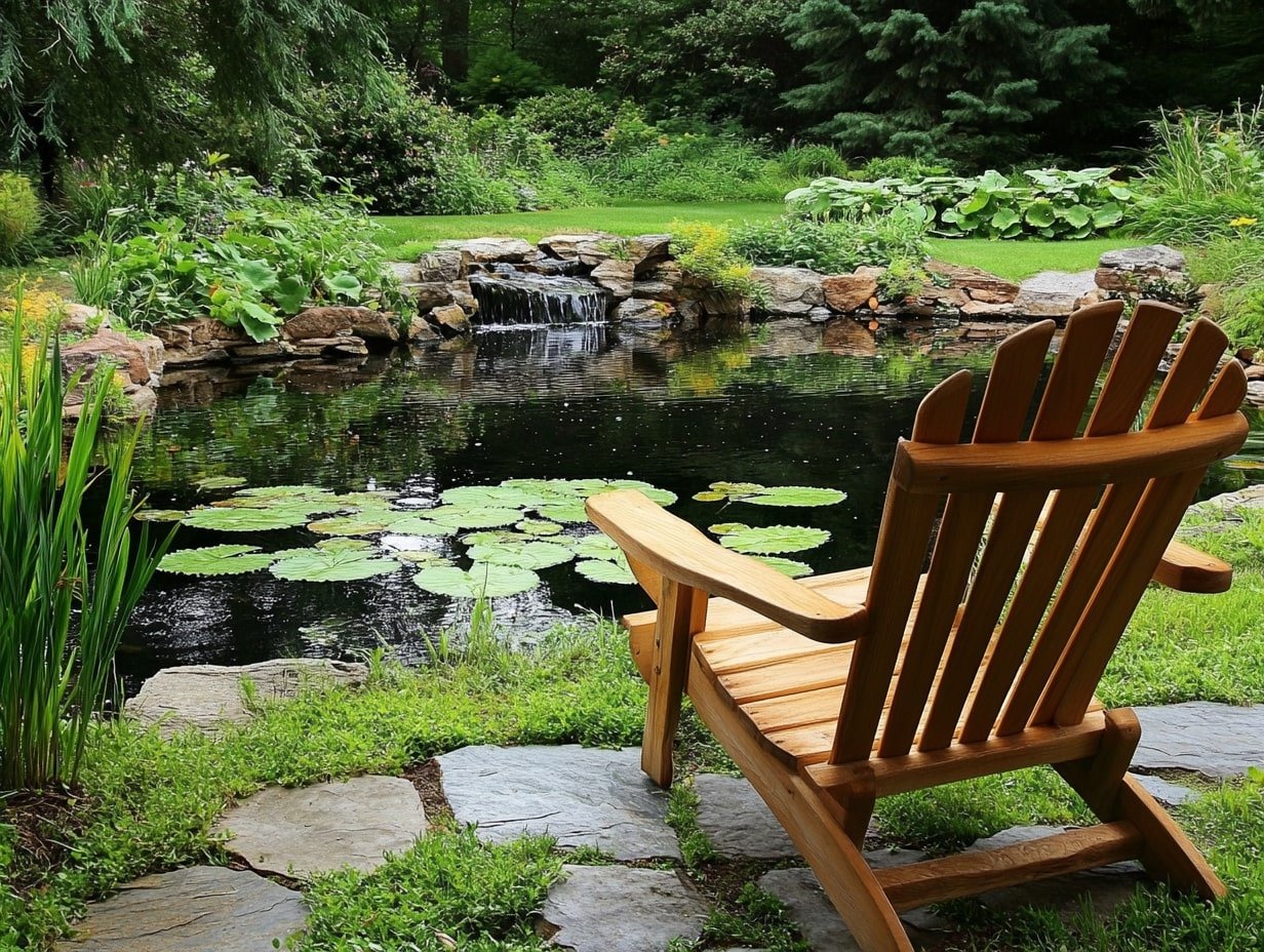 Chair Facing a Lily-Covered Pool