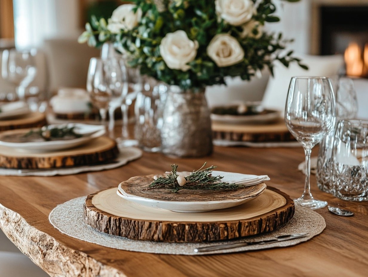 Bring the Outdoors In with Rustic Wood Slice Chargers