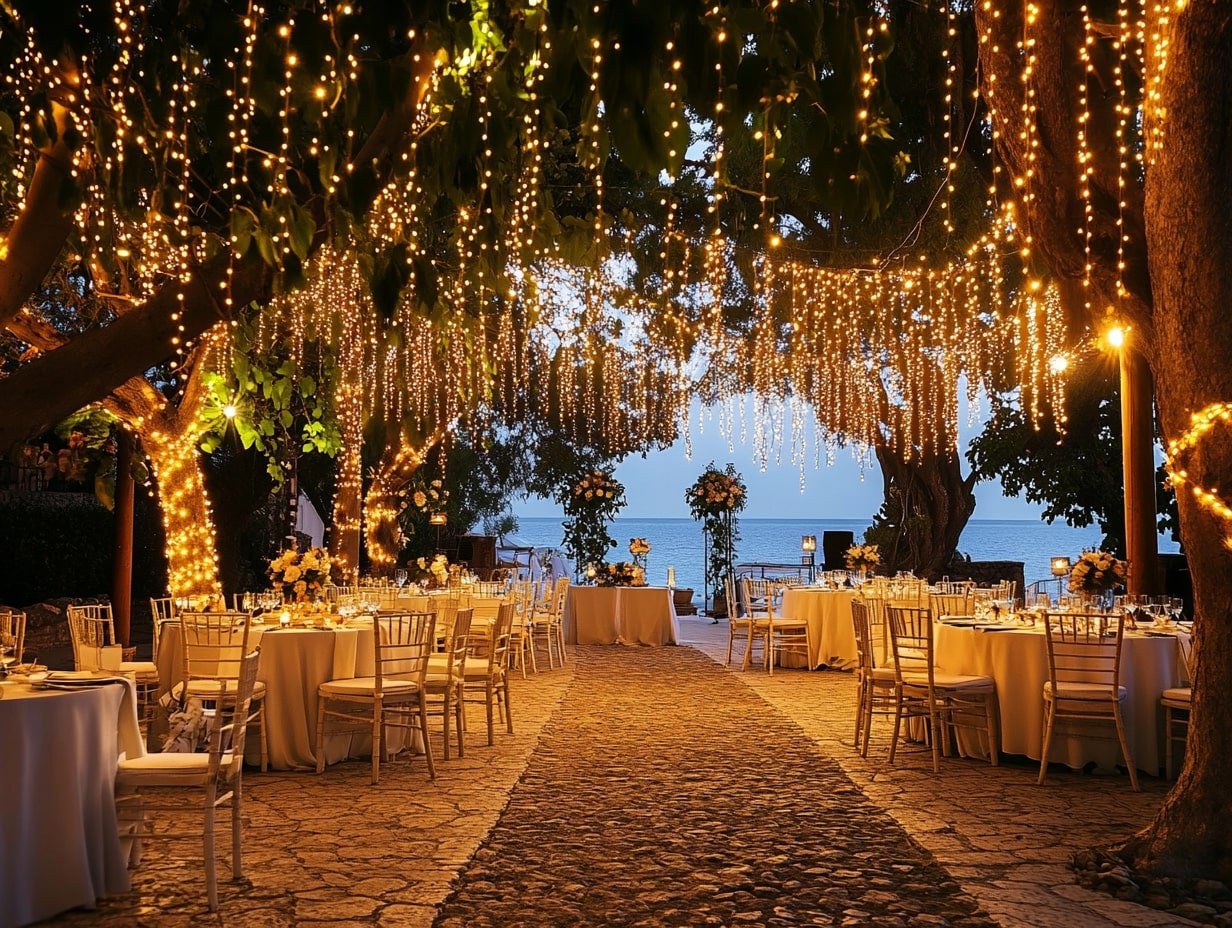 Wrap String Lights Around Trees for a Magical Outdoor Wedding Setup