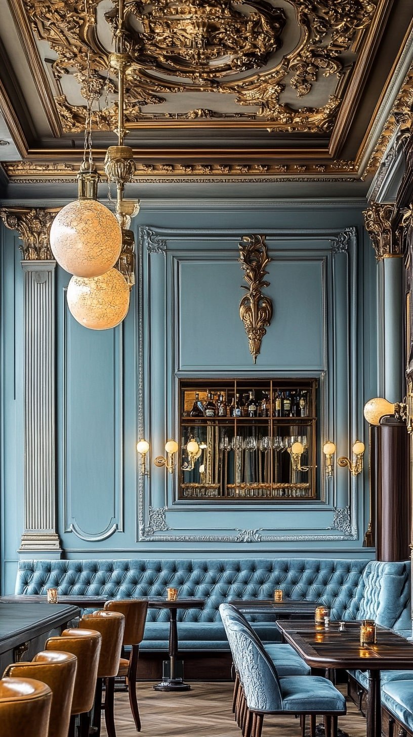  18th Century Salon with Pastel Walls, Gold Gilding, and Period Sofas