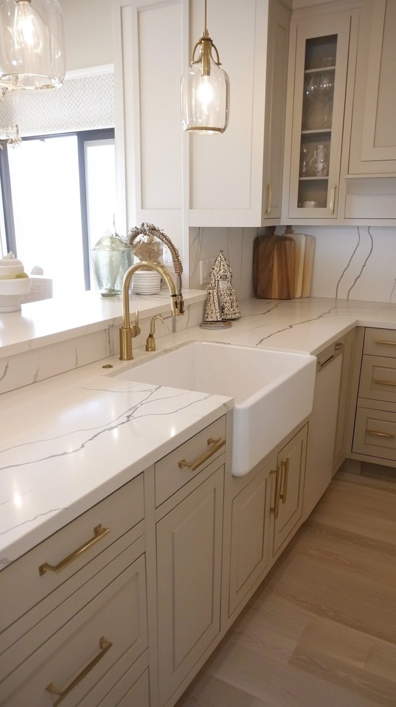 Boho-Luxe RV Kitchen with Marble-Effect Countertops