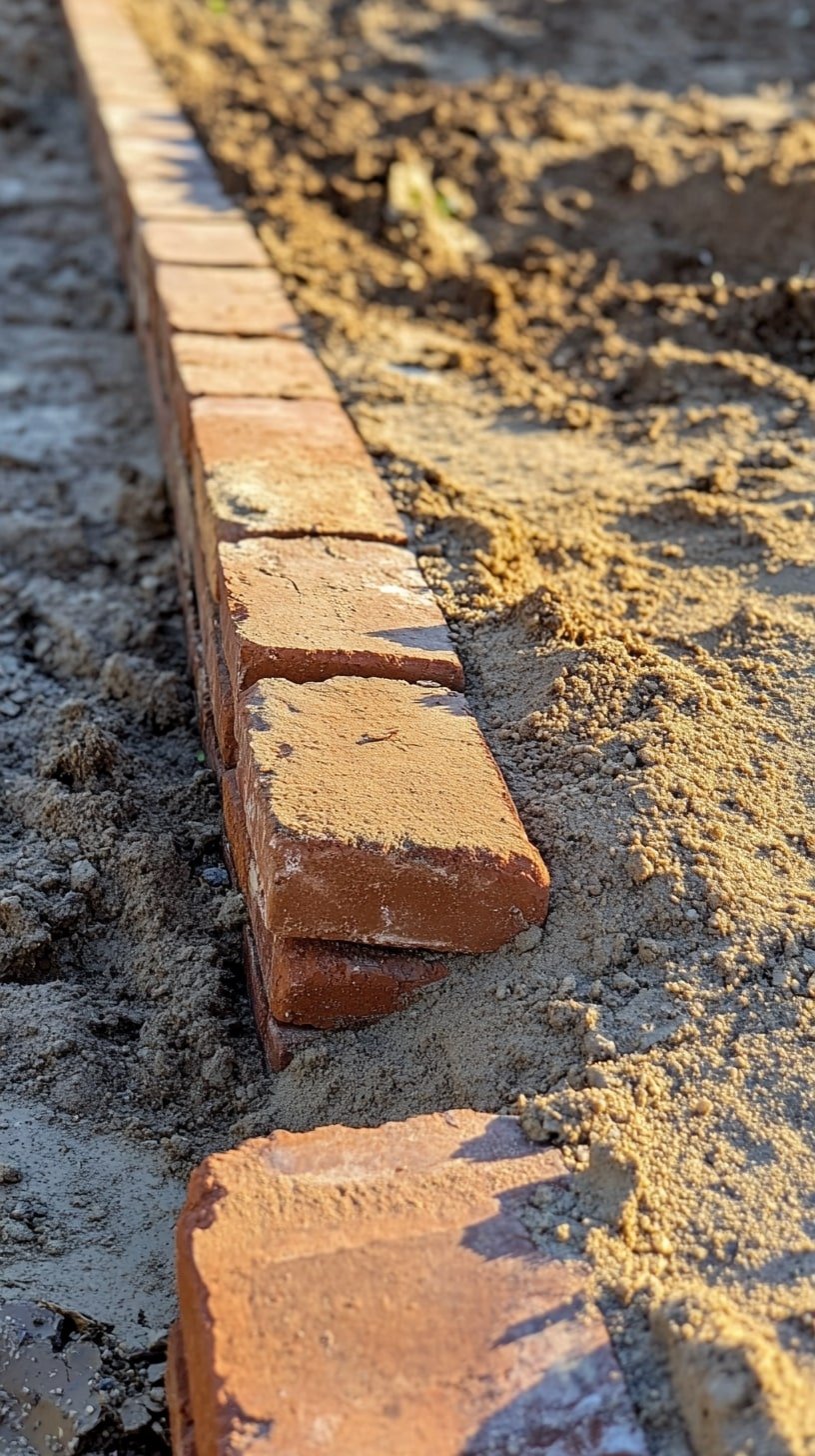 Brick Edging Installation Process with Trench and Sand Base