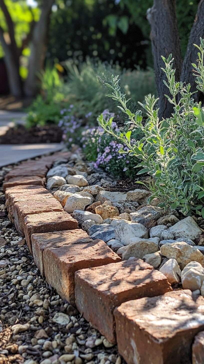 Brick-on-Edge Border with Mortared Finish