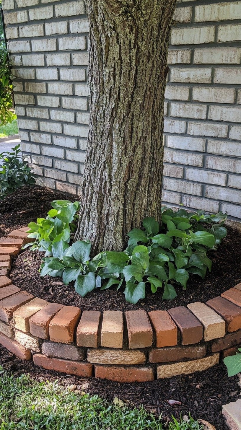Circular Brick Edging Around Tree Base