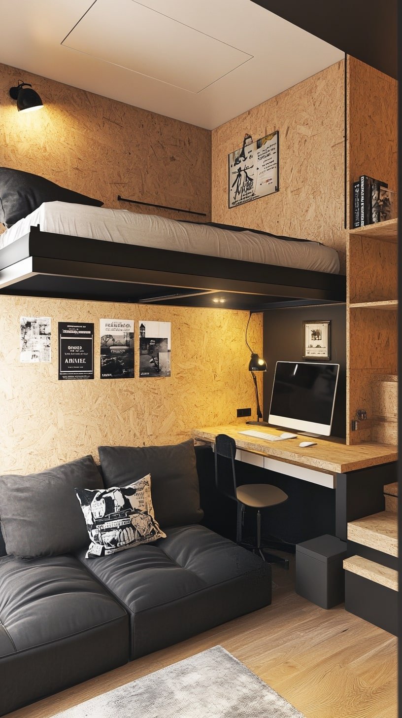 Compact Loft Studio with Smart Furniture Layout