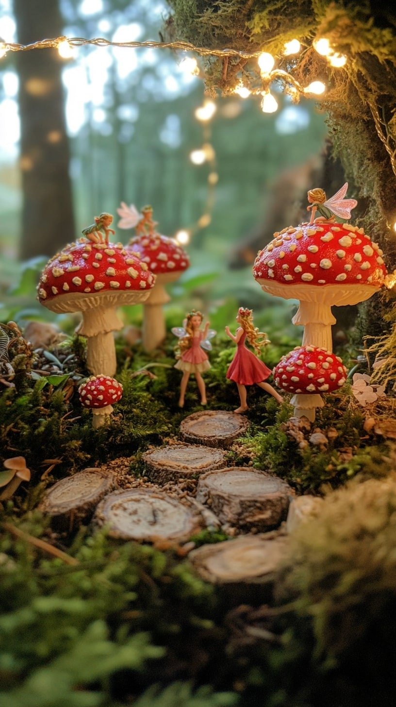 Enchanted Mushroom Ring with Fairy Lights