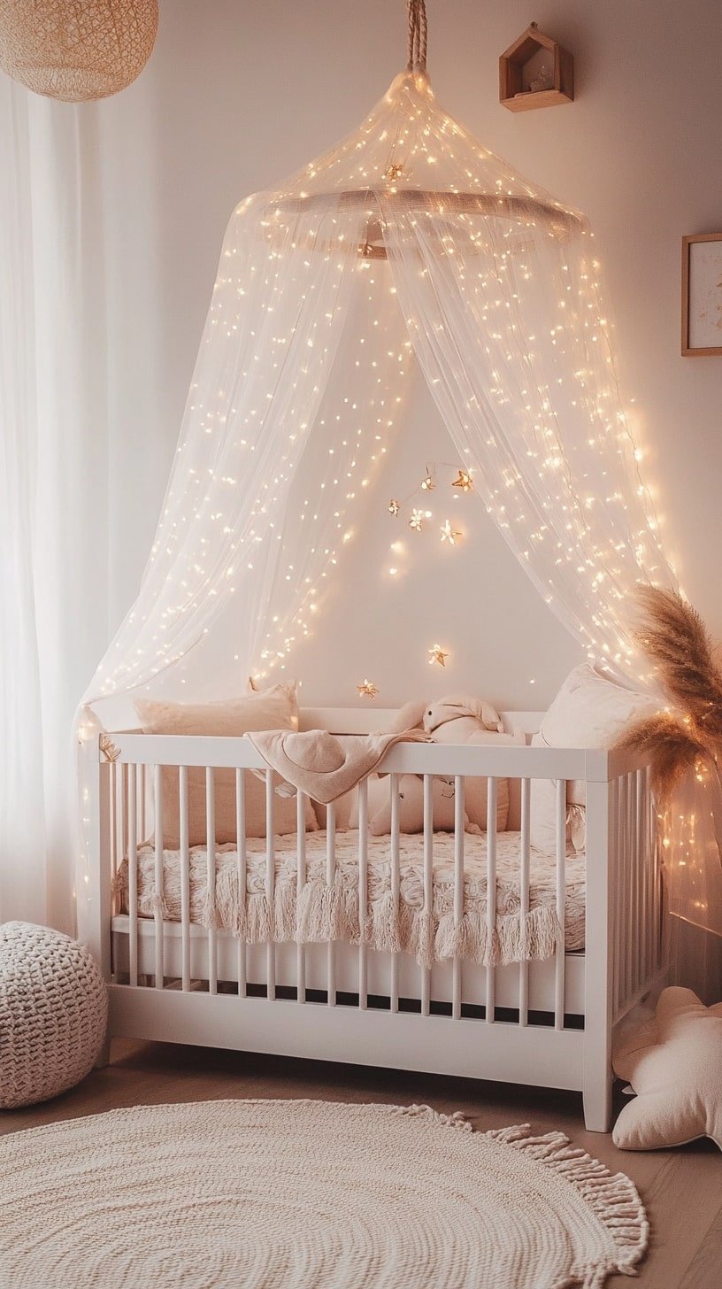 Fairy Light Canopy Over Crib