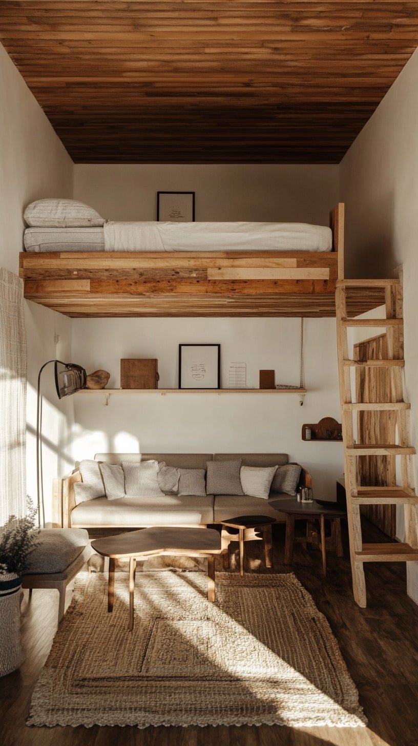 Japandi Micro-Loft with Multi-Purpose Modular Furniture