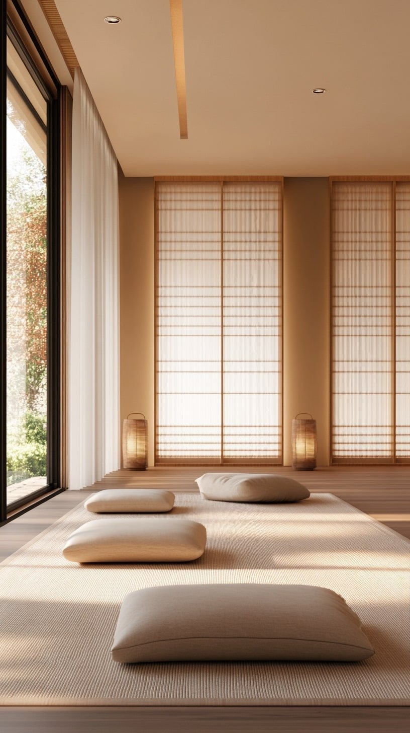 Japandi-Style Yoga Space with Bamboo and Linen