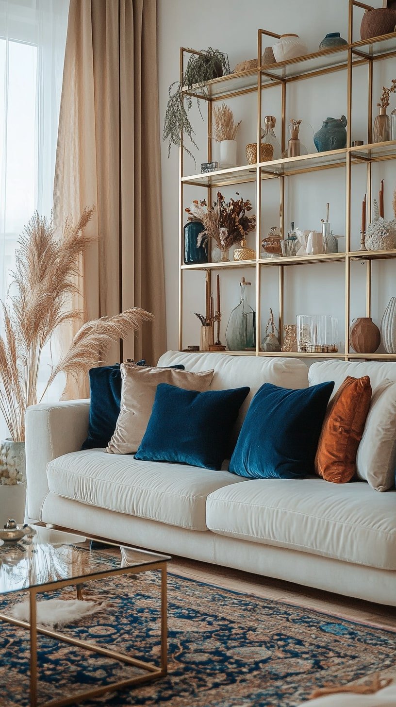 Jewel Tone Accents in a Cream Interior