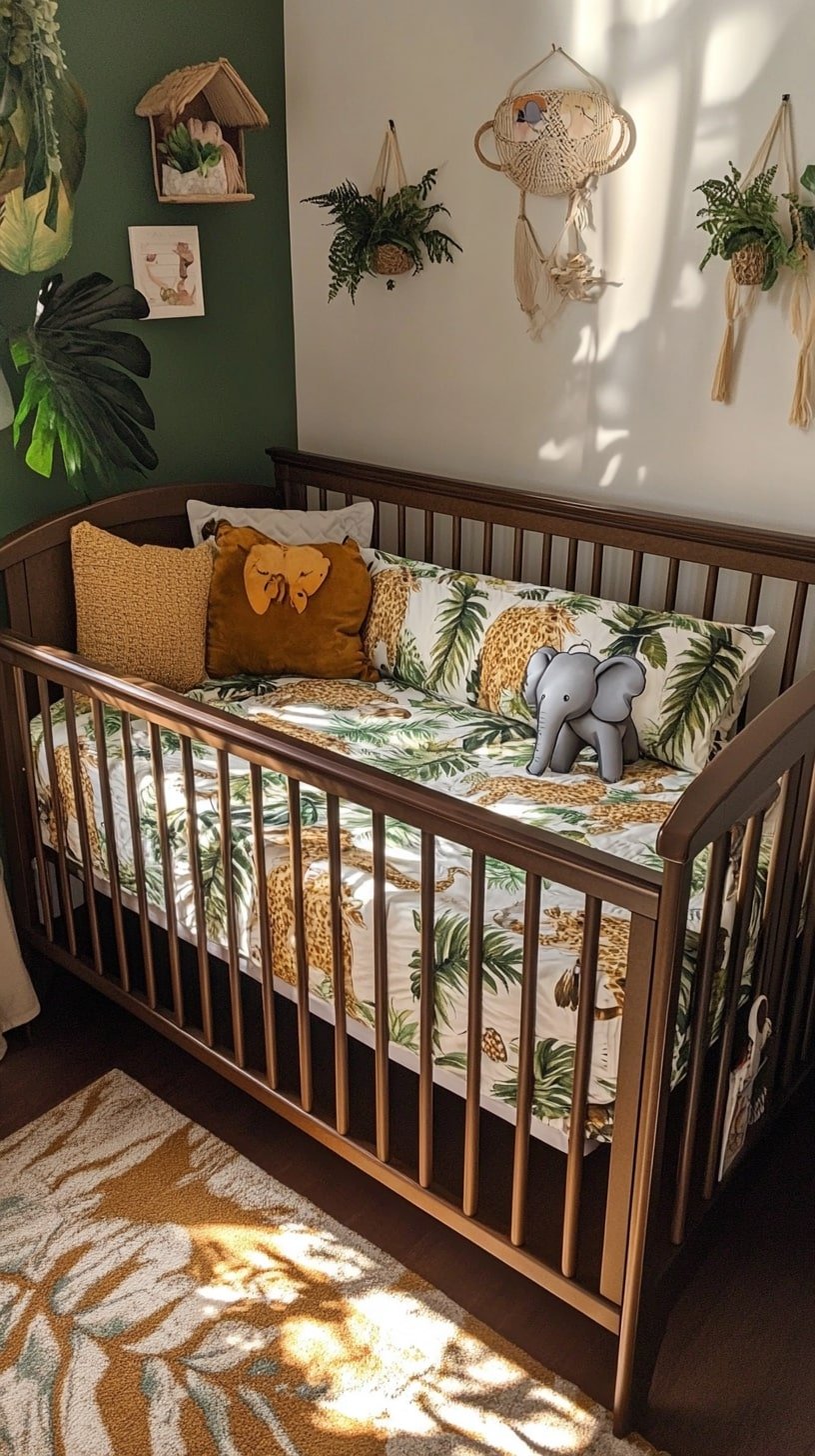 Jungle Print Crib Bedding Set