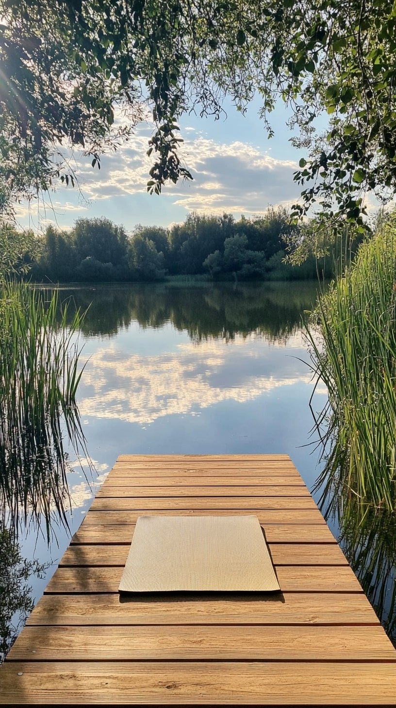 Lakeside Yoga Dock with Minimal Decor