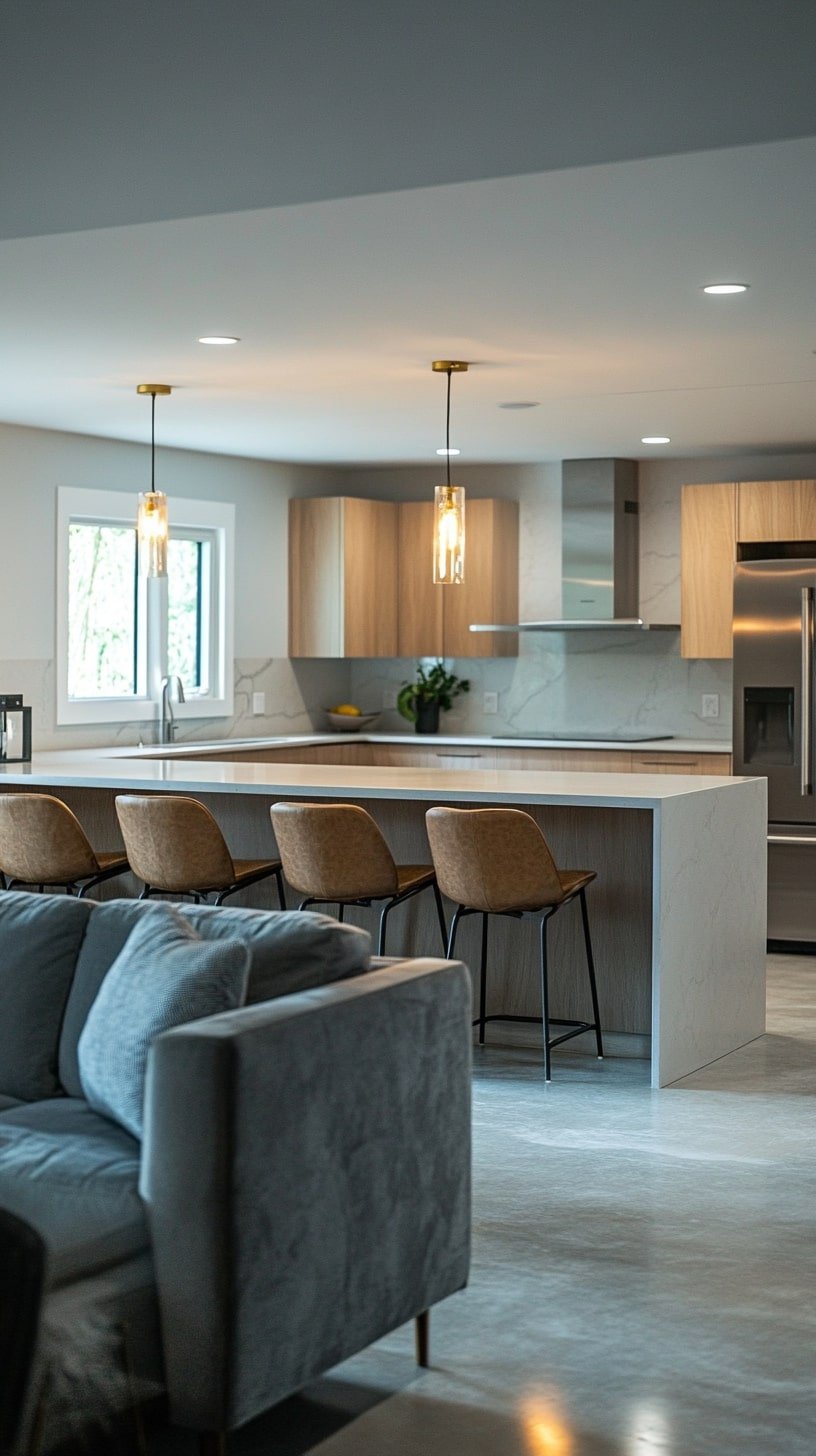 Modern Compact Apartment with Peninsula Bar Divider