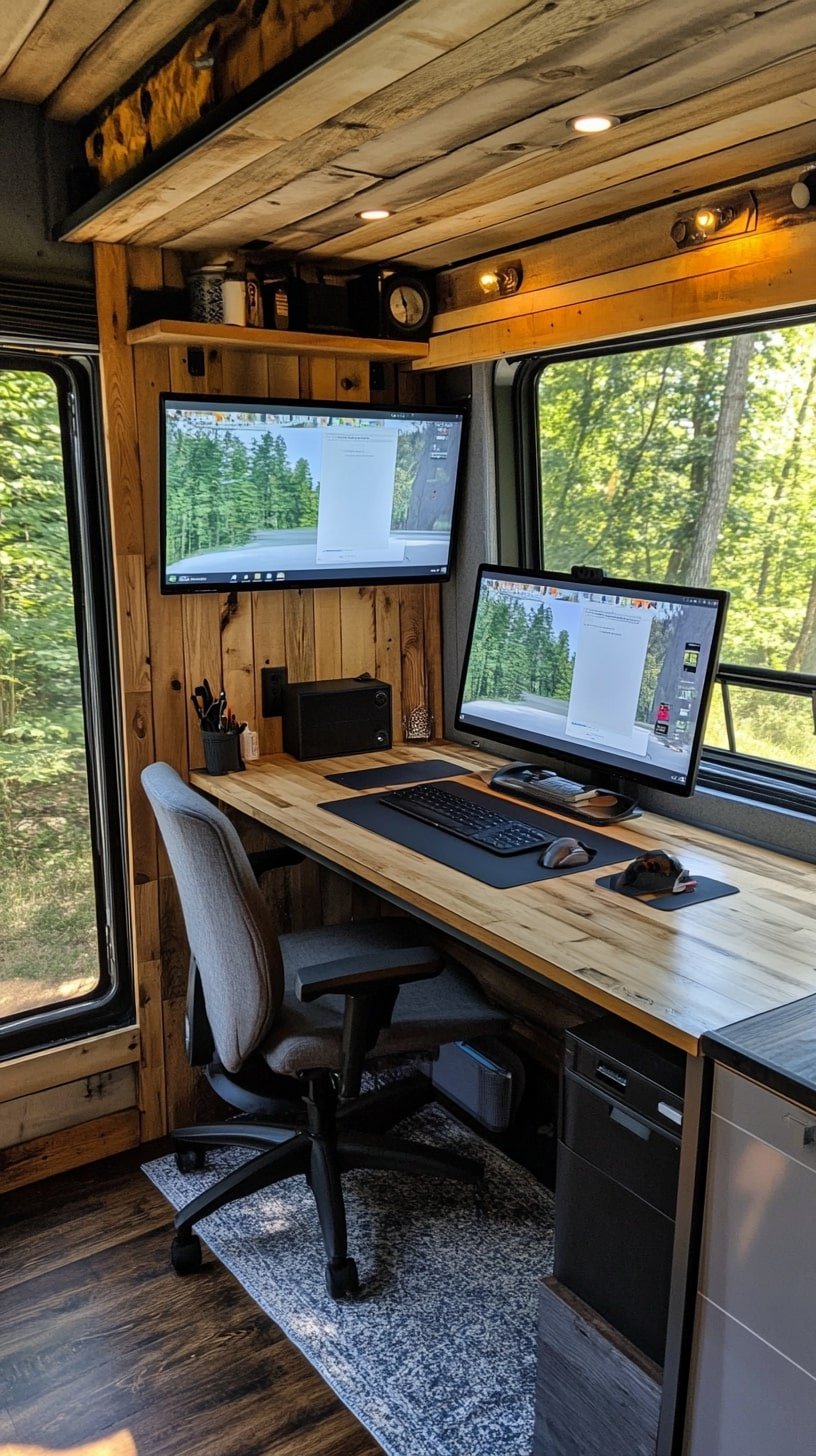Open Layout Van with Sliding Desk and Large Windows
