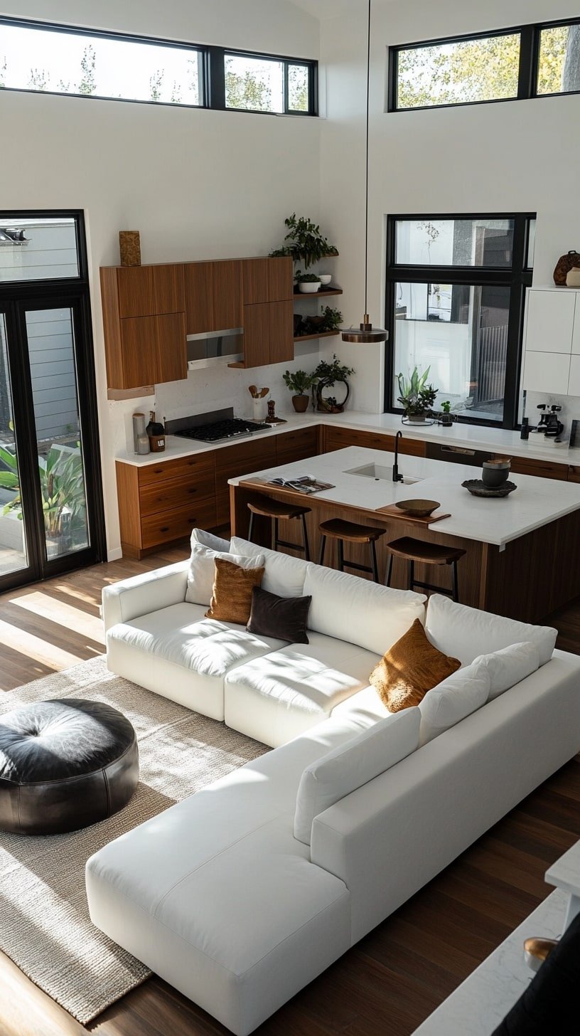  Open Plan with Kitchen Island and Modular Seating