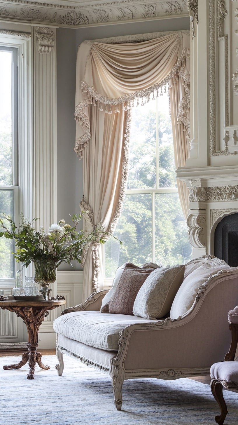  Rococo Revival Room with Soft Pinks, Scroll Legs, and Pastel Upholstery