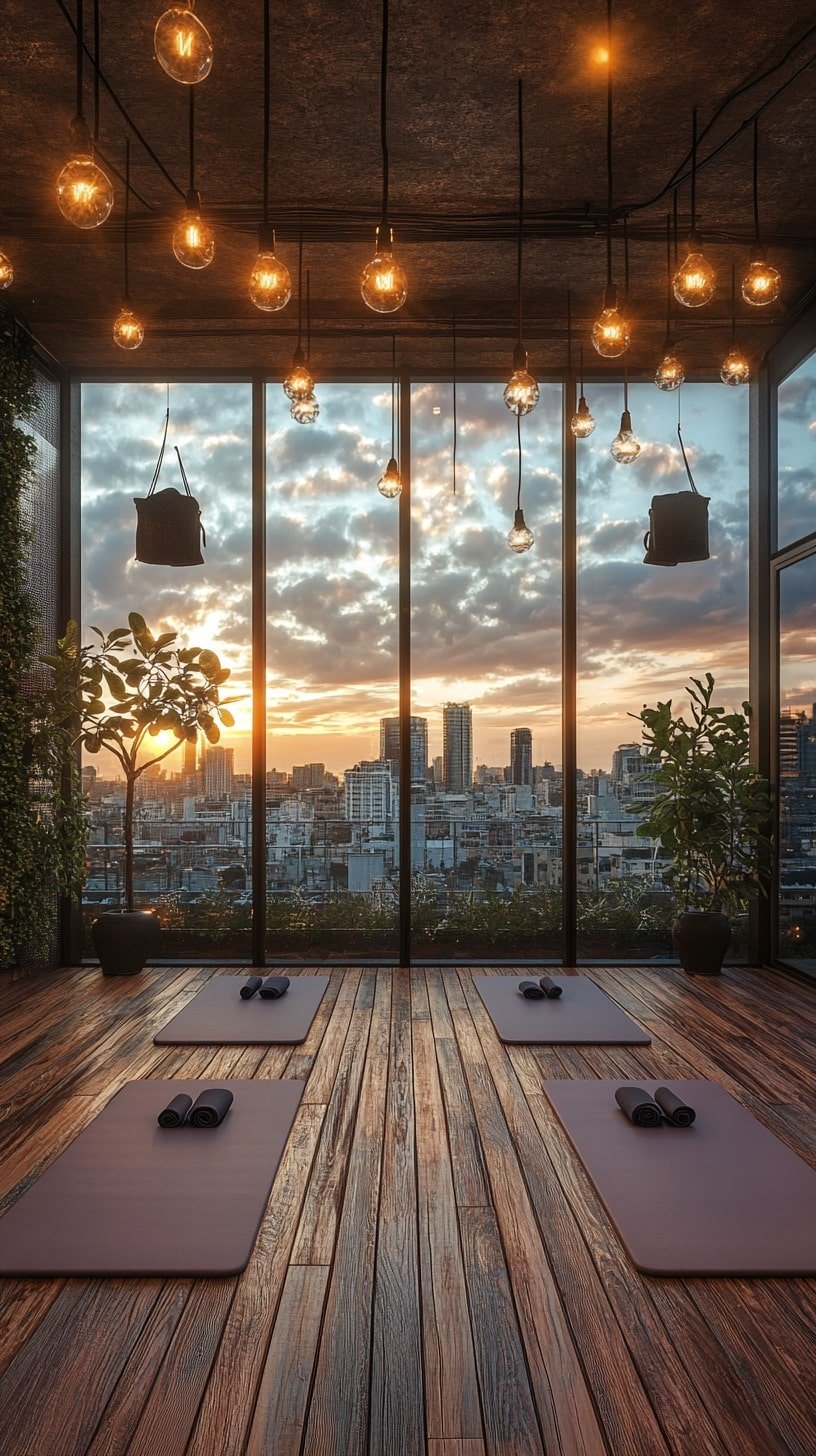 Rooftop Yoga Area with Sunset View