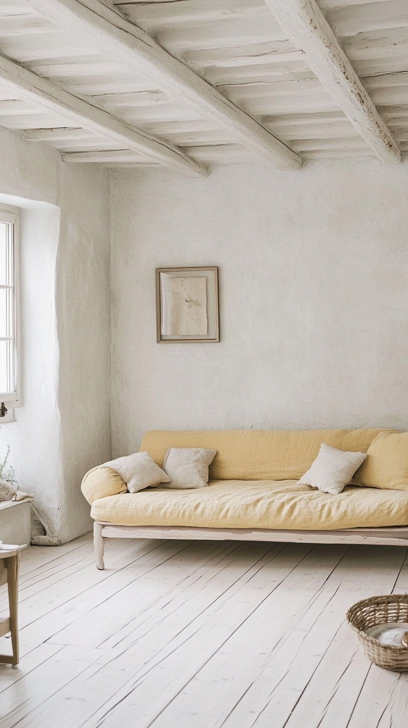 Scandinavian-Inspired Living Room with Pale Yellow Sofa