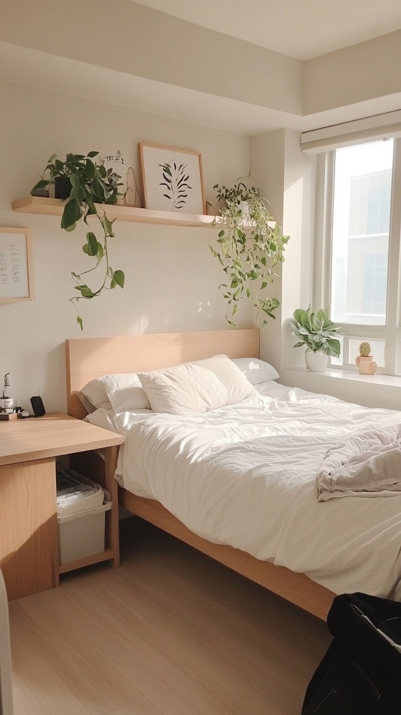 Scandinavian-Style Dorm Room with Light Wood Accents