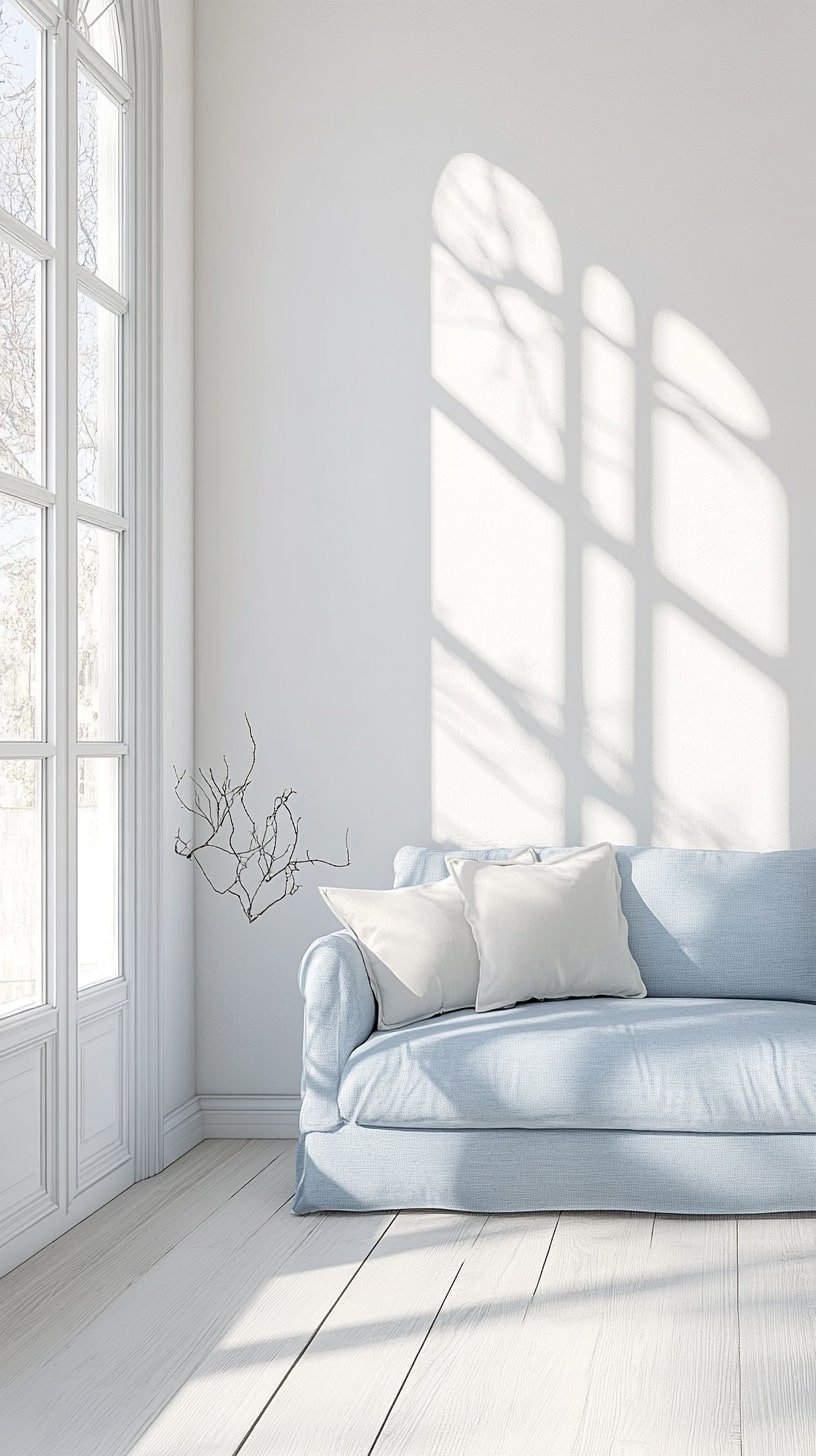 Sky Blue Sofa in Minimal Scandinavian Space