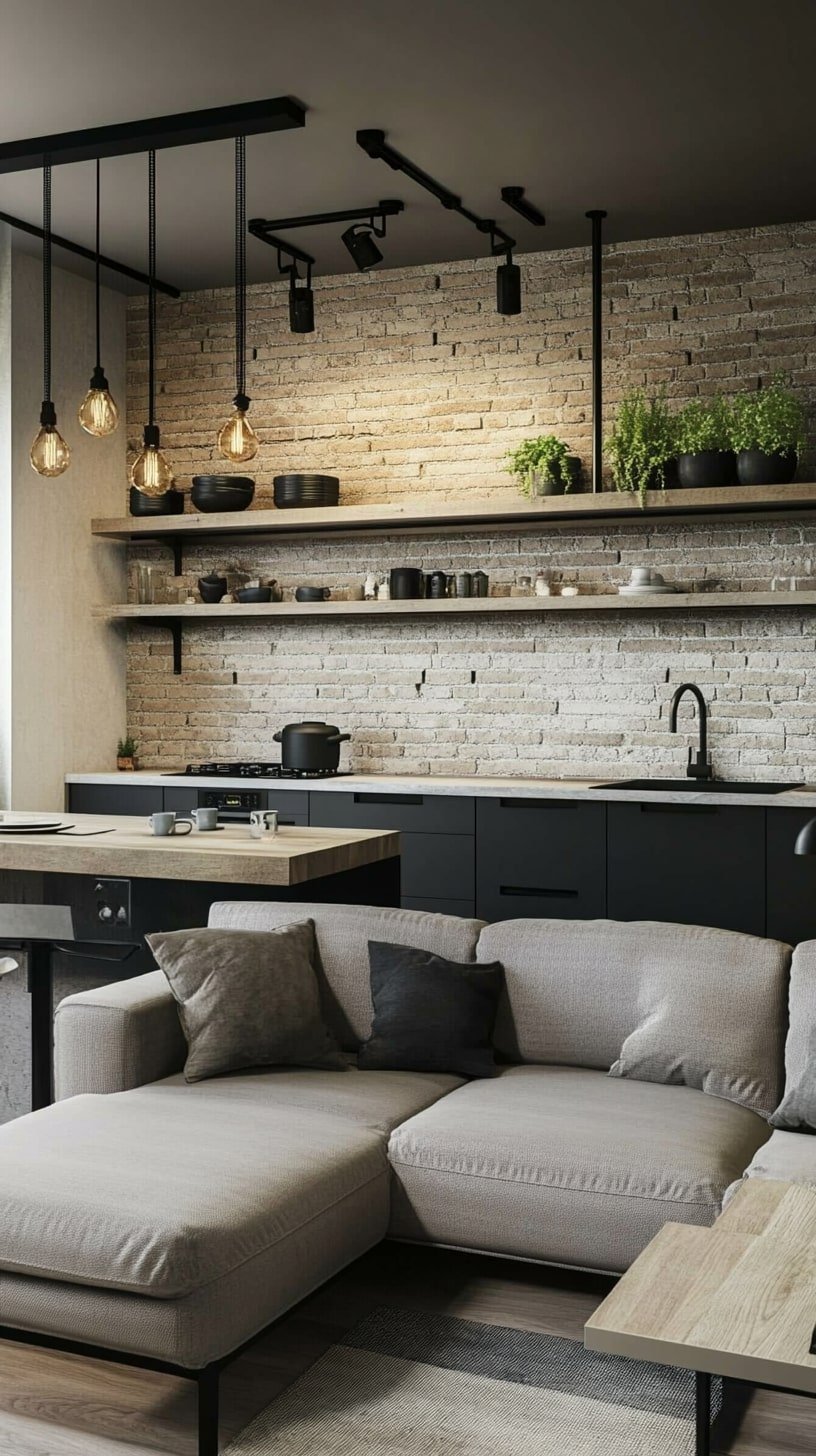 Sleek Black and White Space with Linear Layout