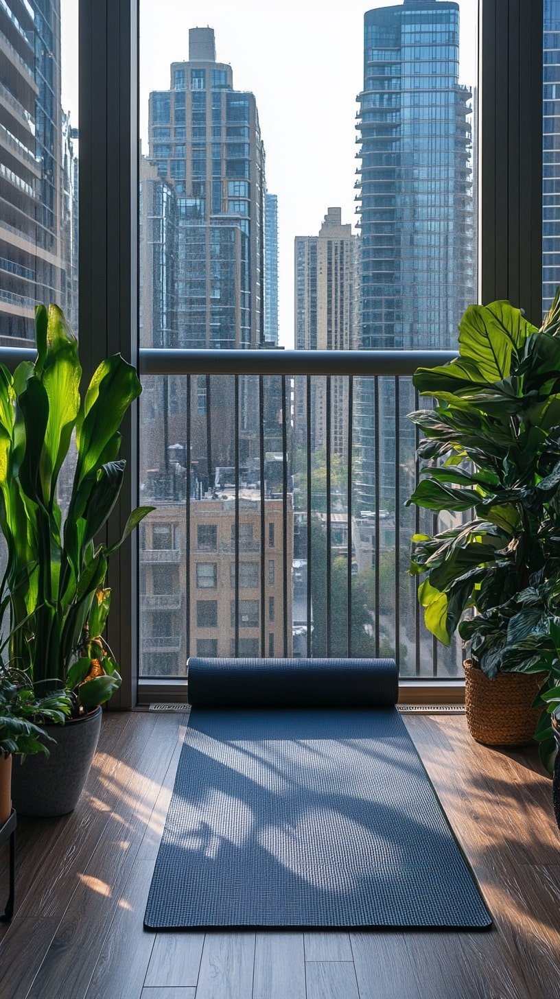 Small Balcony Yoga Space with City Views