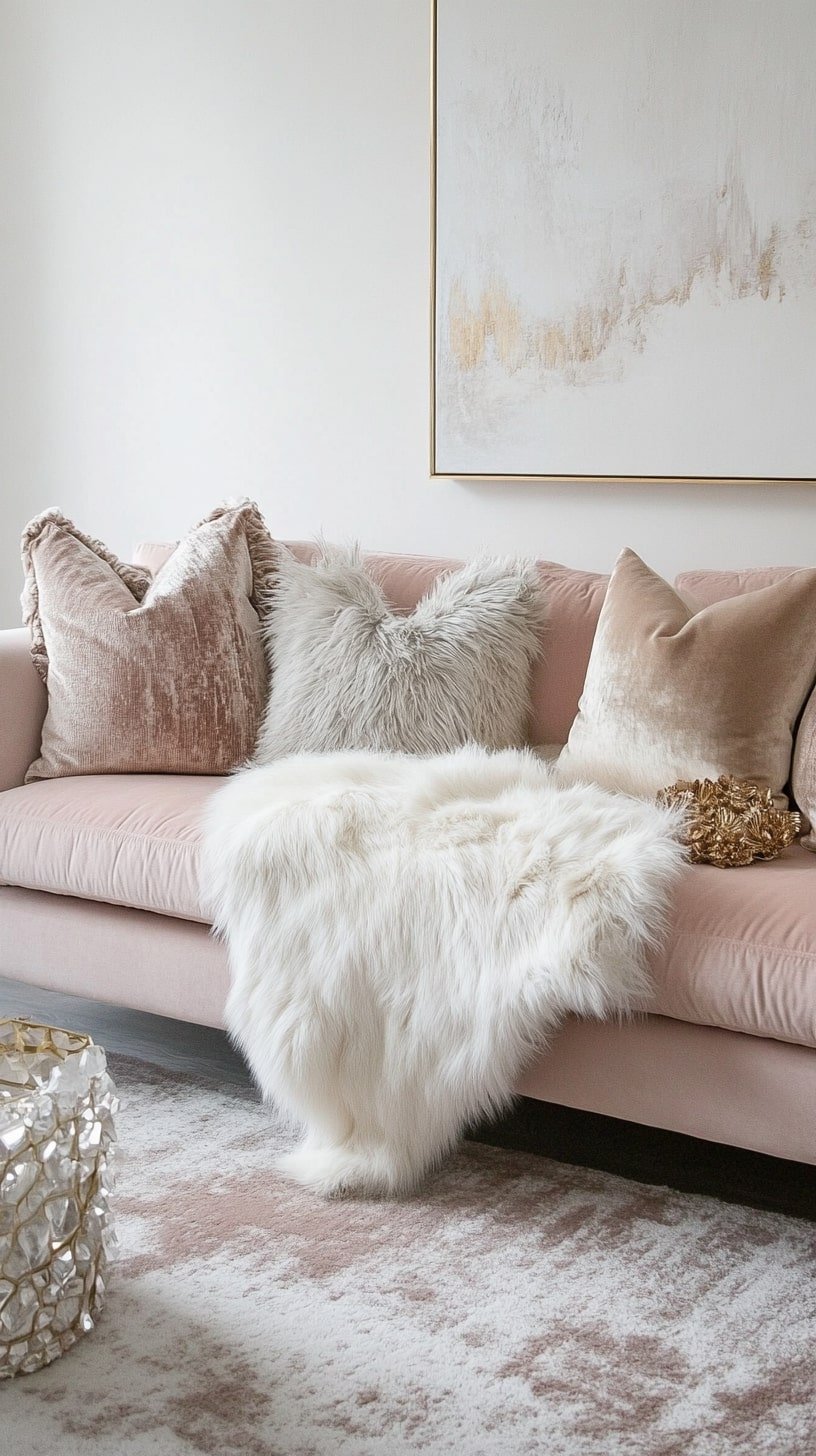 Soft Blush Room with Faux Fur and Sparkling Accents