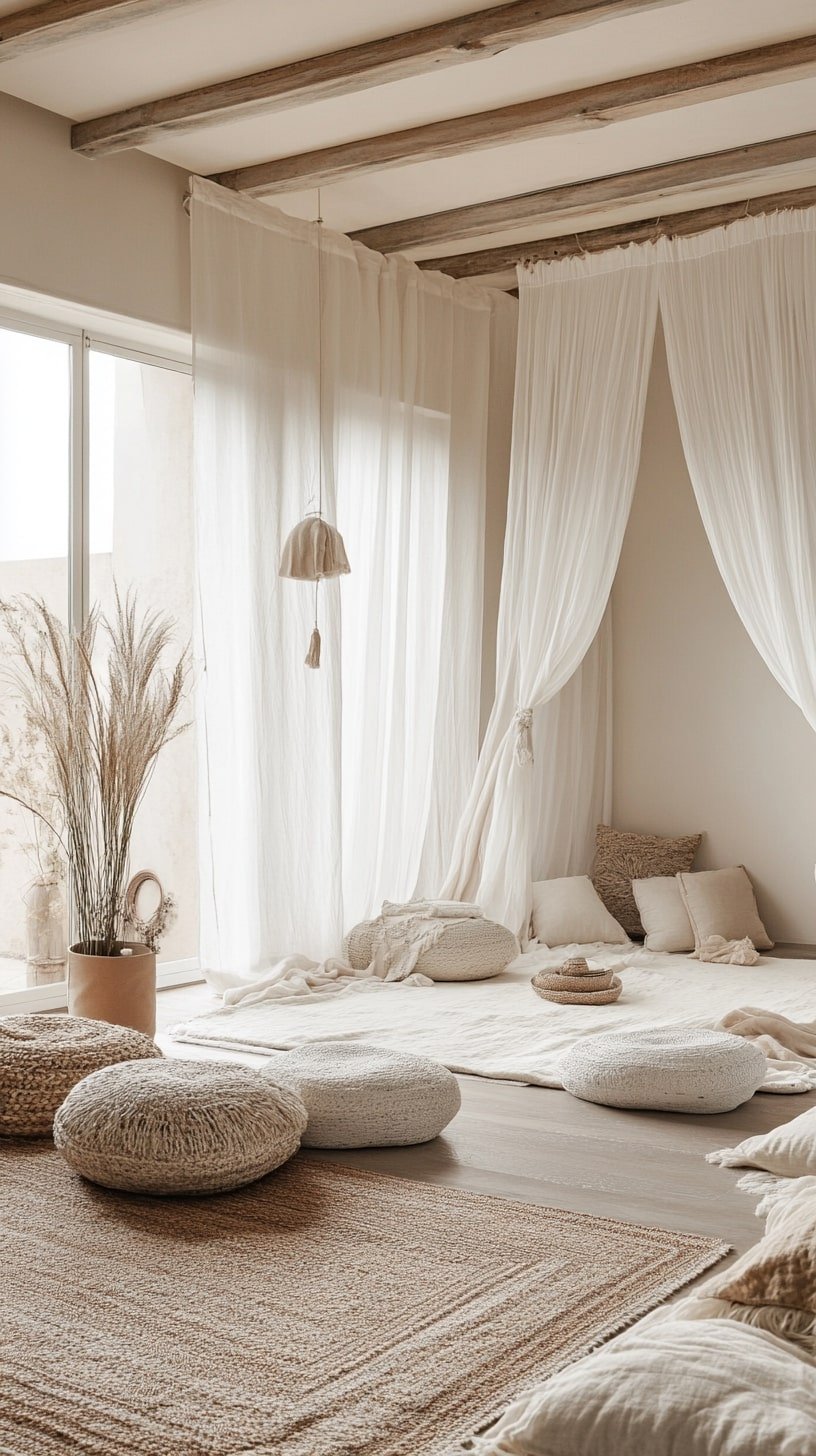 Soft Pink Boho Studio with Canopy and Tapestries