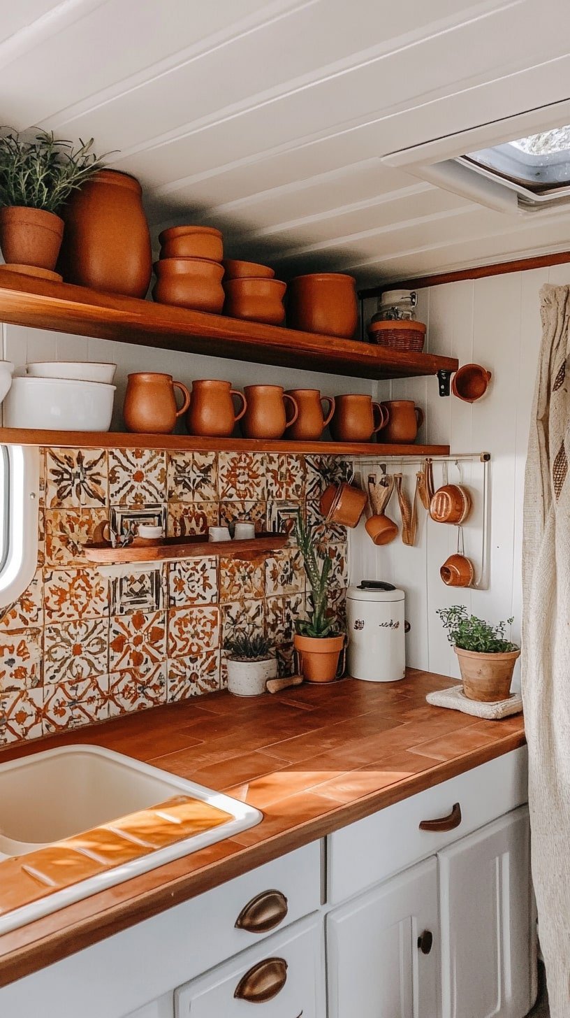 Southwestern-Inspired Kitchenette with Terra Cotta Accents