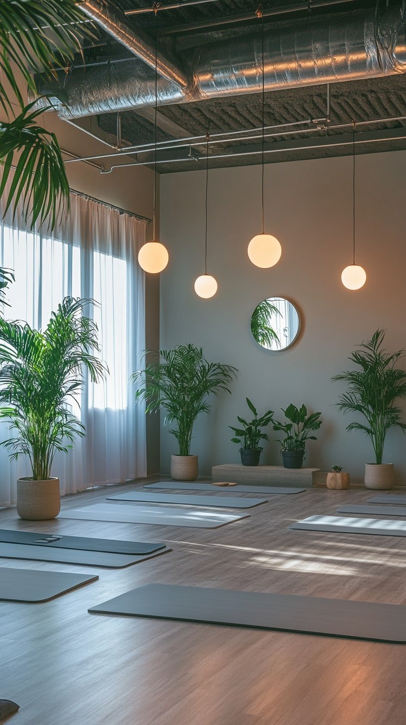 Spacious Boho Studio with Circular Mat Arrangement