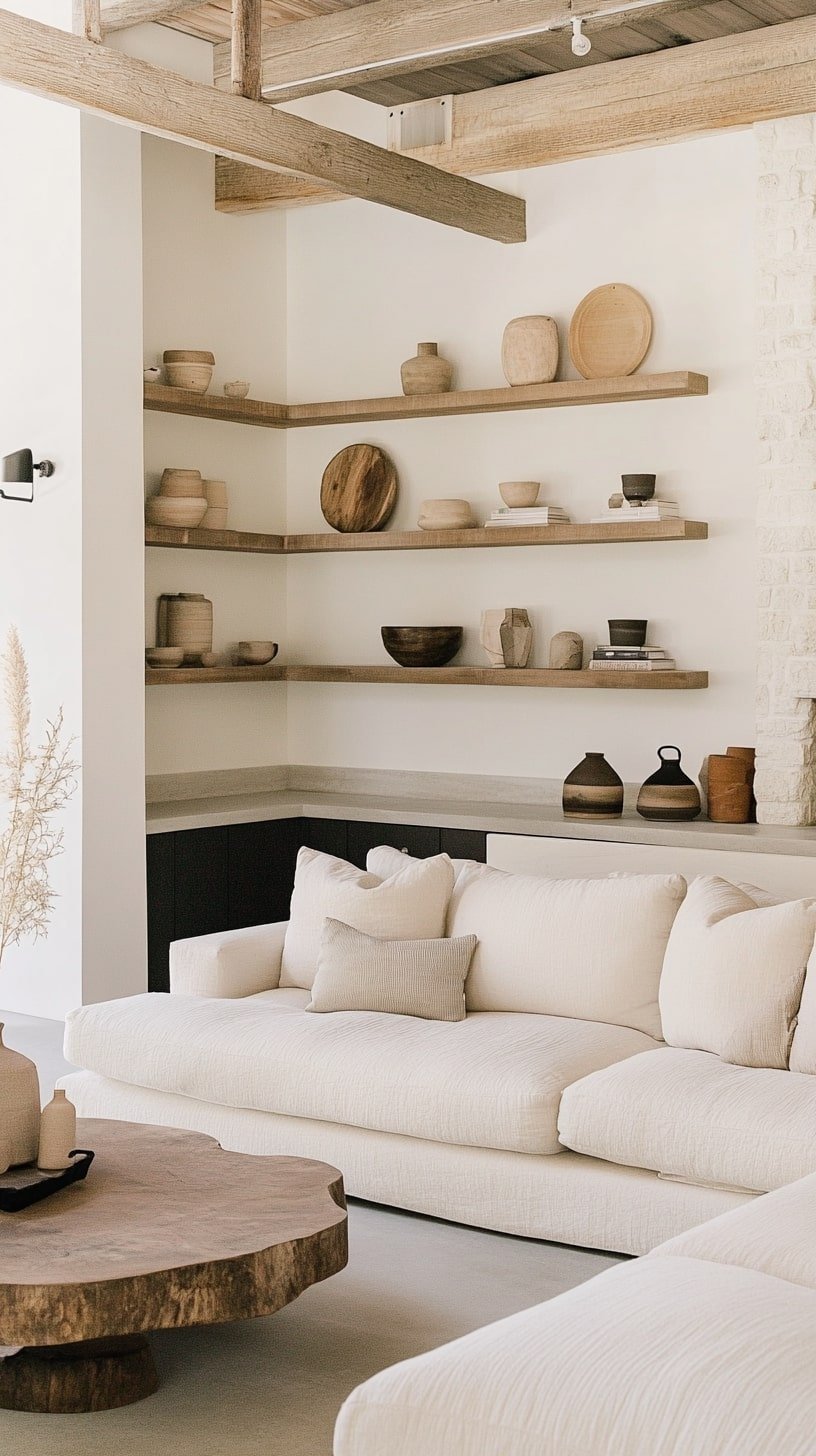 Statement Lighting in Modern Room with Mixed Materials