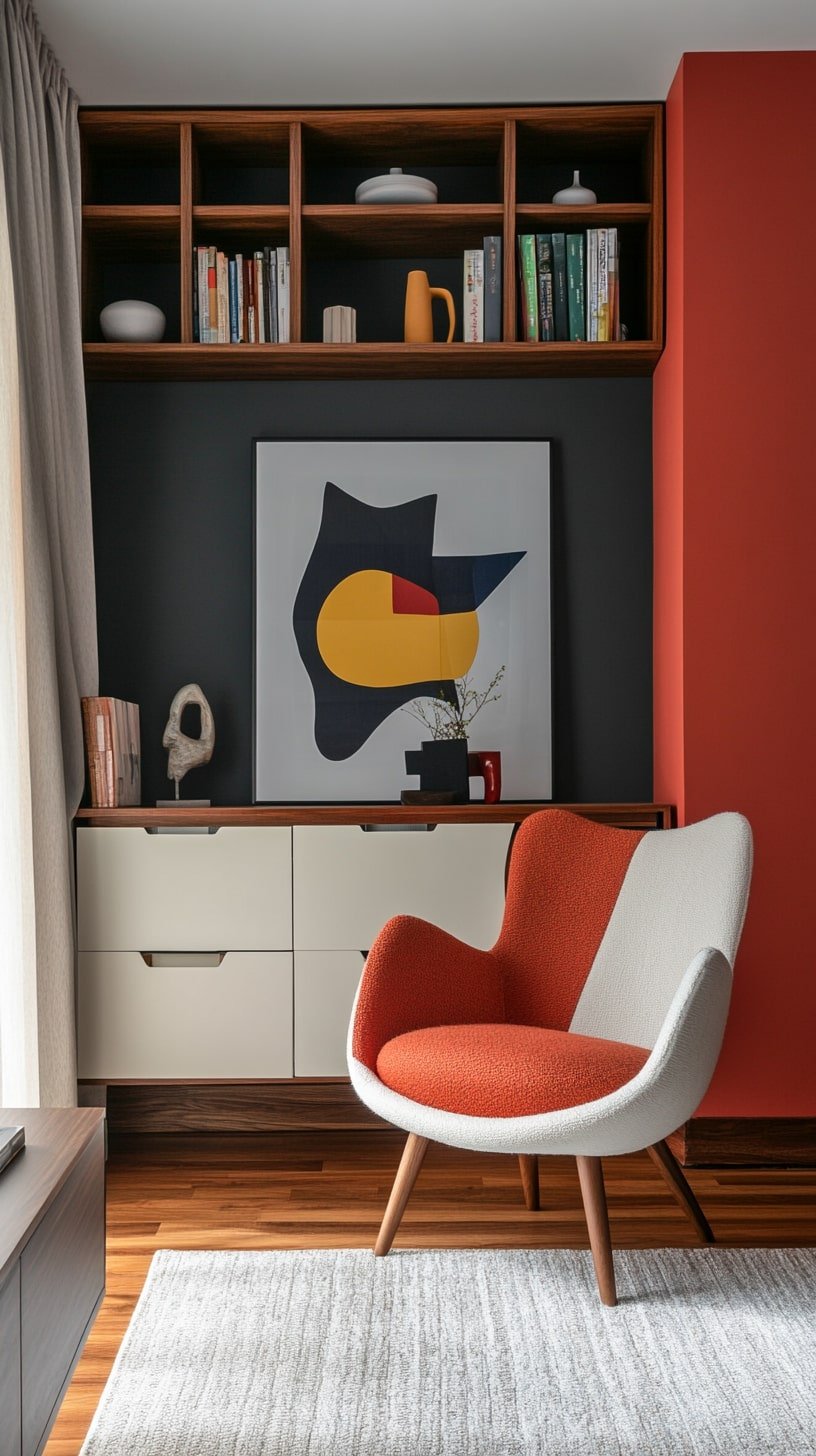 Studio Apartment with Midcentury Elements and Modern Twist