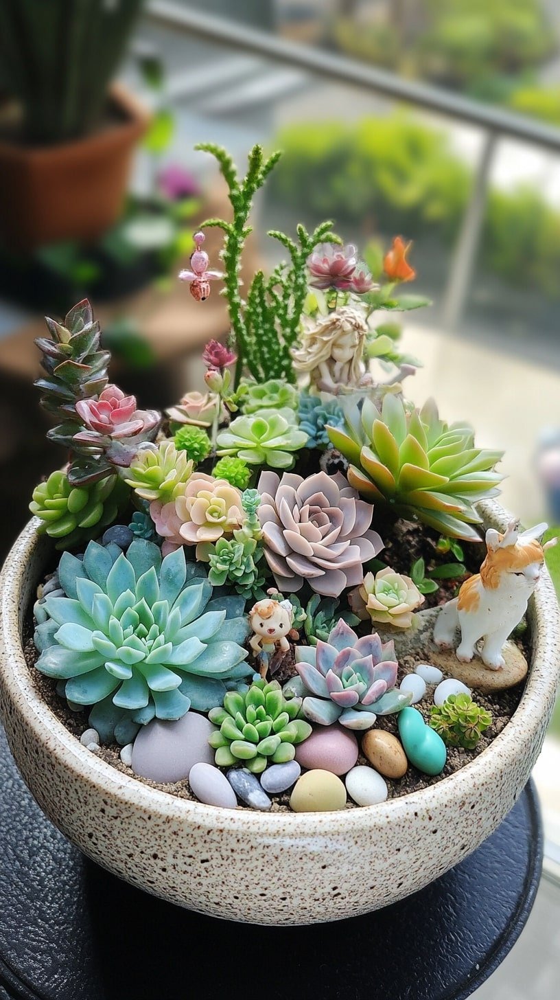 Succulent Fairy Garden with Mini Stepping Stones