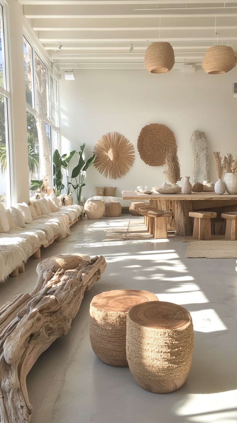 Tiny House with Indoor Sand-Colored Flooring and Woven Accents