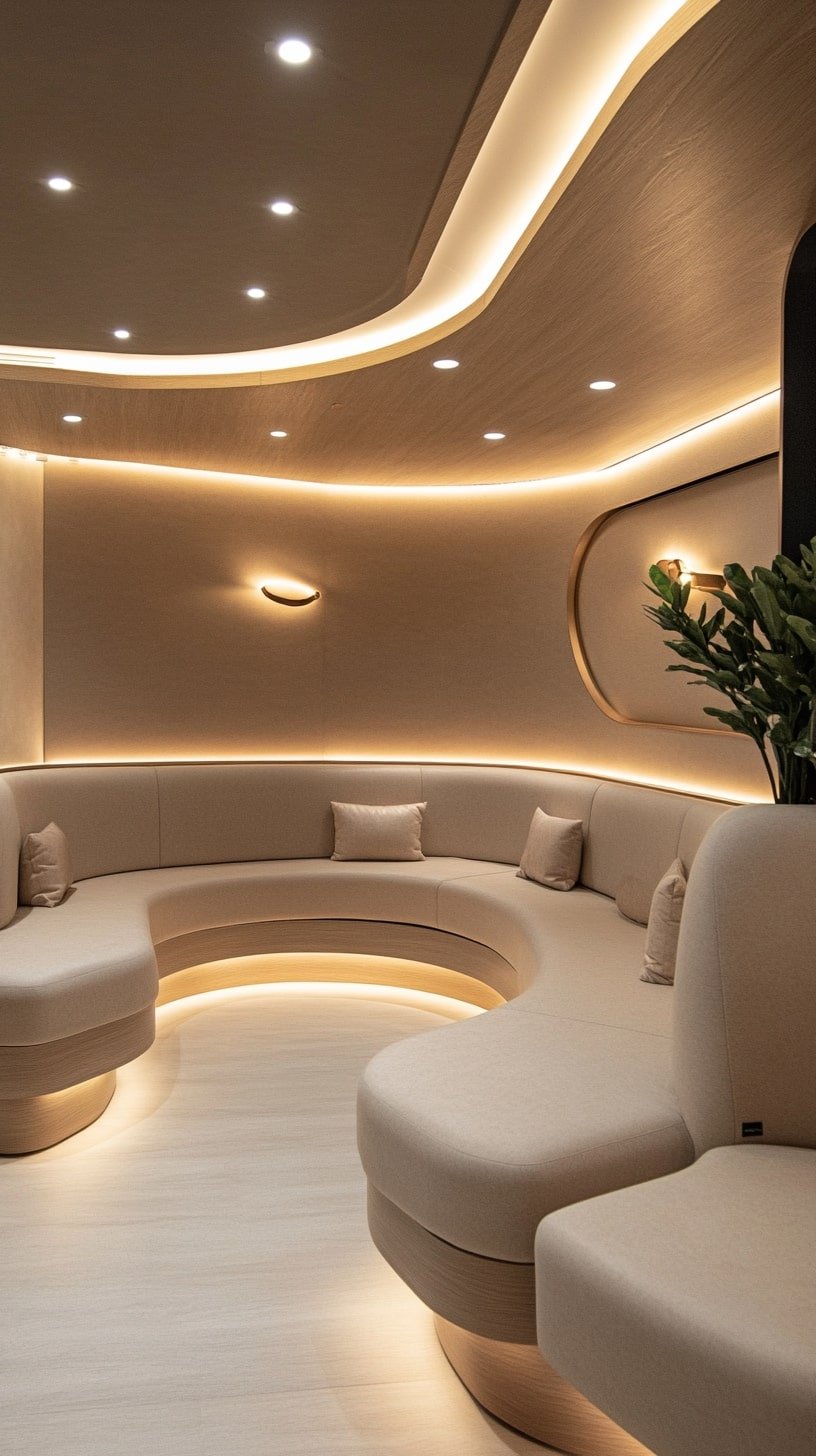 Ultra-Modern Living Room with Sculptural Furniture and LED Lighting