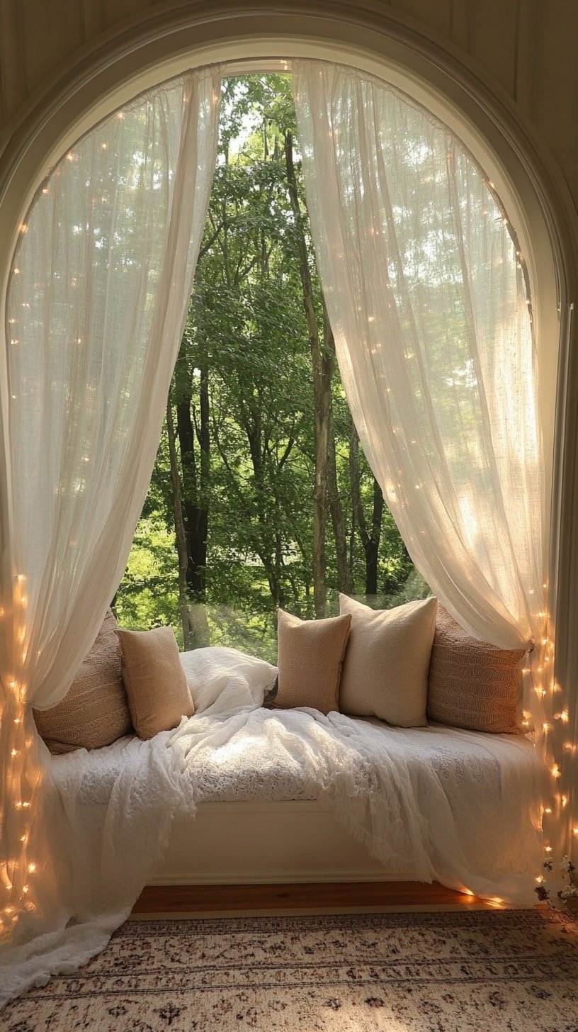Window Nook with Canopy and Fairy Lights