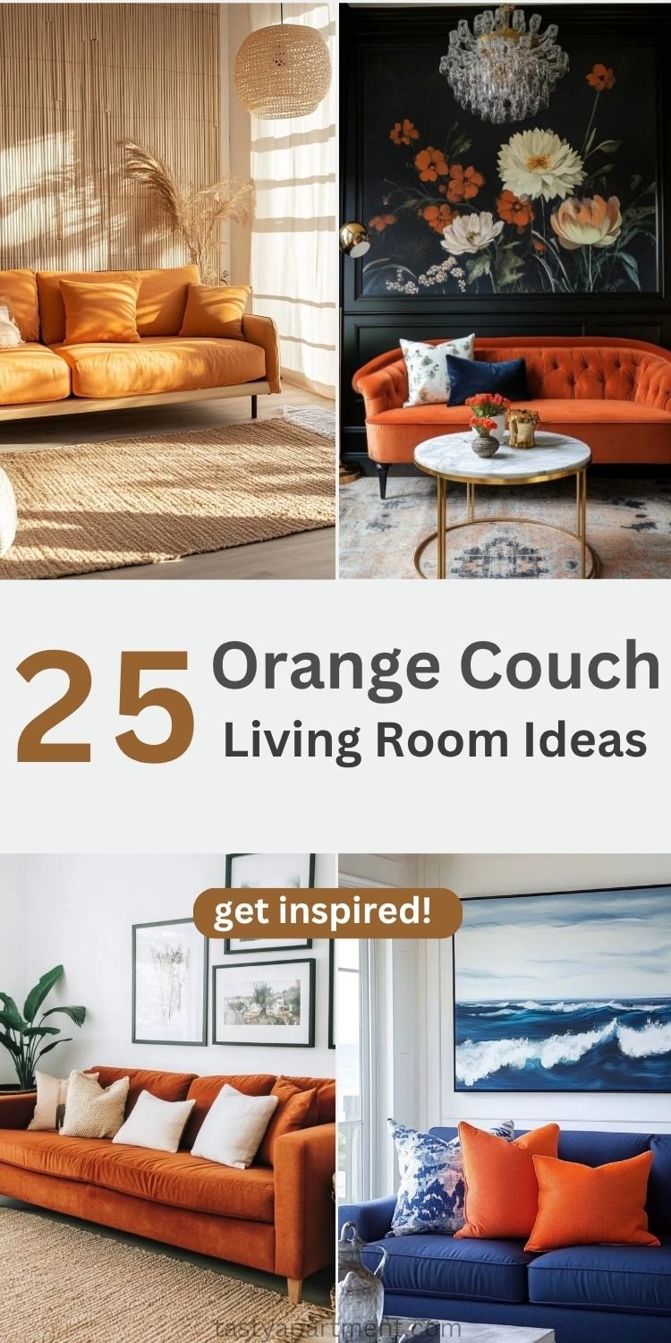 25 Orange Couch Living Room Ideas with Modern touch