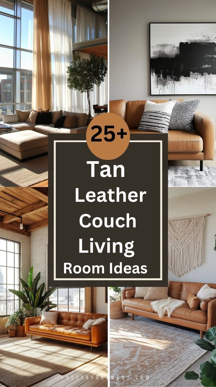 25+ elegant Tan Leather Couch Living Room Ideas
