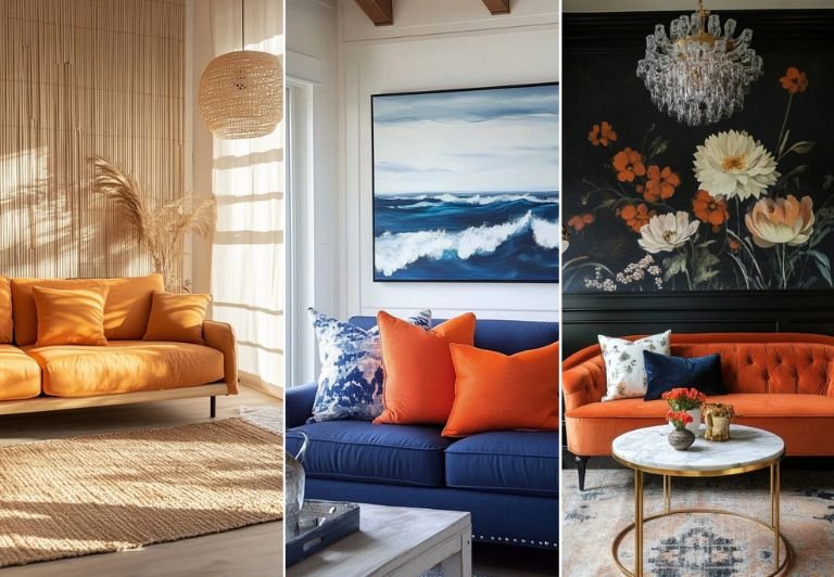 25 Orange Couch Living Room Ideas with Modern touch